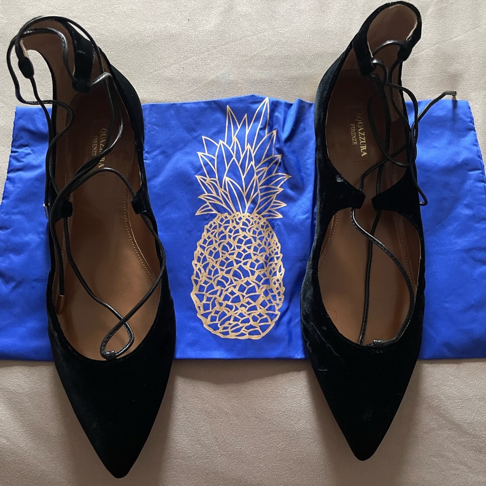 Aquazzura Christy Velvet Flats
